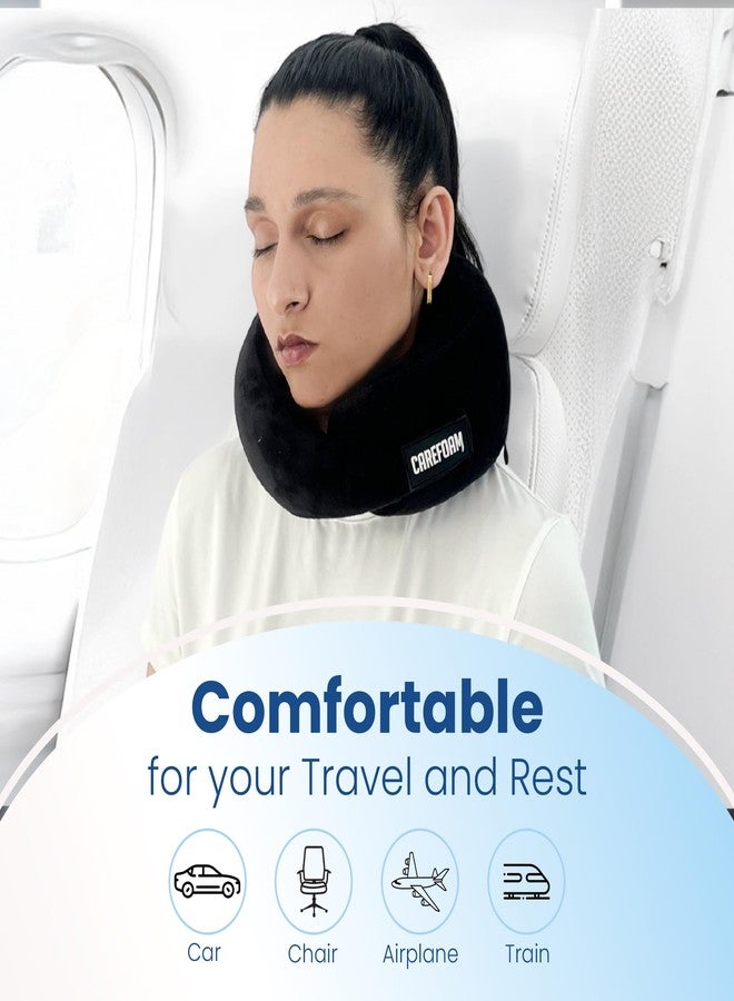 CareFoam وسادة كير فوم للسفر | وسادة رقبة فاخرة من إسفنج الذاكرة للسفر بالطائرة والنوم في السيارة | مسند رأس قابل للتعديل، وسادة سفر لدعم الرقبة أثناء النوم - Image 3